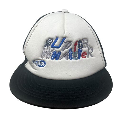 Bud Light #UpForWhatever Snapback Trucker Hat White Black Mesh Cap Beer Promo - Picture 3 of 14